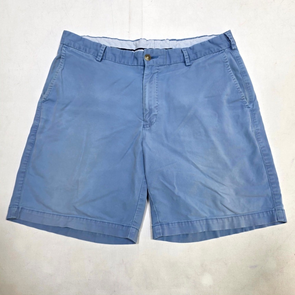 Peter Millar Chino Shorts Mens 34 Blue Flat Front Performance Luxury Golf Summer